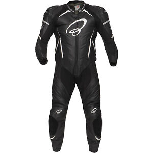 Black Thunder 1-Piece Leather Motorcycle Suit Racing Track Perforated Sports