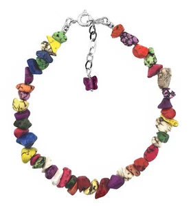 Pulsera arco iris magnesita gema astillada plata esterlina hecha a mano, 7 pulgadas - Imagen 1 de 1