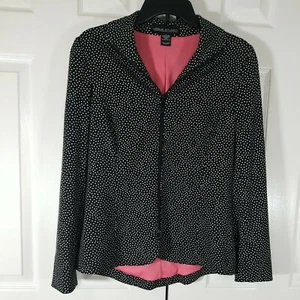 Leslie Stuart Women's White Black Polka Dot Dress Blazer Jacket Sz 4  - Picture 1 of 12