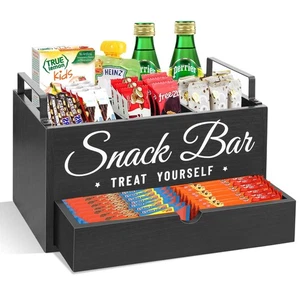 Organizador de bocadillos para encimera, contenedores de almacenamiento de despensa de madera con asas, bocadillos... - Imagen 1 de 7