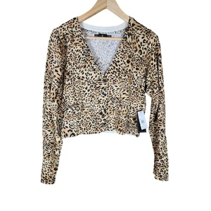 VOLCOM braun neu mit Etikett Tier Gepardenmuster Langarm Knopfleiste Cardigan Jacke Gr. M  - Bild 1 von 8