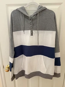 weiß/grau/blau hoodie xl Baumwolle/Poly/Span neu - Bild 1 von 4