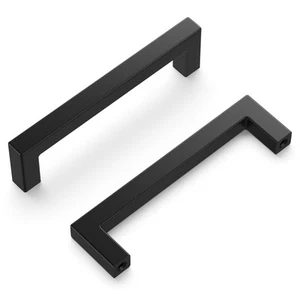 Matte Black Solid Metal Cabinet Pulls and Knobs 96mm 3 Inch Ergonomic Hardware - Picture 1 of 10