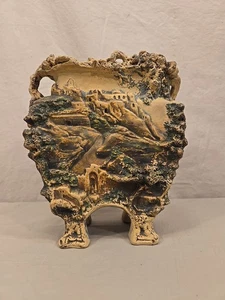ANTIQUE ART POTTERY VESSEL EARTHENWARE SCENIC FIGURAL VASE INNSBRUCK AUSTRIA VTG - Picture 1 of 18