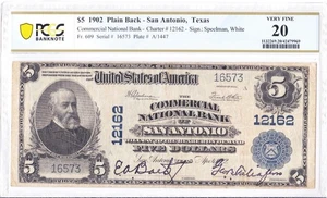 $5 1902 PB National SAN ANTONIO Texas TX ๐บ๐ธ Only 15 on Census ๐บ๐ธ - Picture 1 of 2