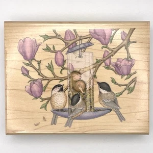 Stampabilities Haus Maus Futterhaus Freunde Gummistempel Küken Vogel 1997 Holz - Bild 1 von 5