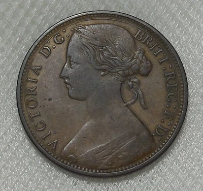 MOEDA DE BRONZE DE UM CENTAVO DA GRÃ-BRETANHA 1862  - Imagem 1 de 2