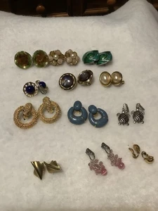 Menge 12 Vintage Clip On & Schraubverschluss Kostüm Ohrringe - Bild 1 von 9