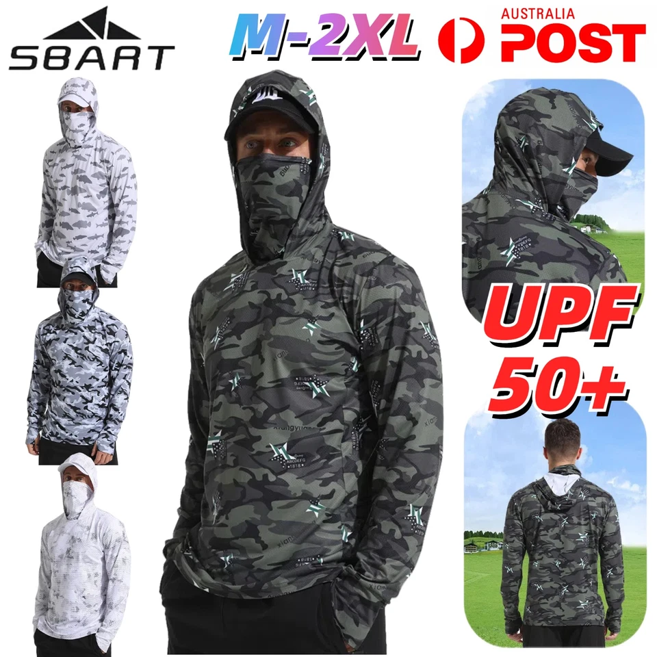 SBART Fishing Jacket Anti-UV Sun Protection Breathable Quick Dry Hoodie Mask AU - Image 1 of 4