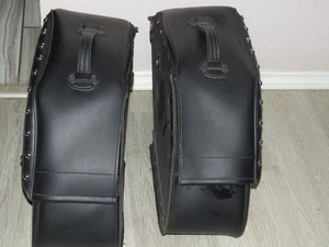 Saddlemen Black Leather Motorcycle Saddle Bags - Picture 1 of 7