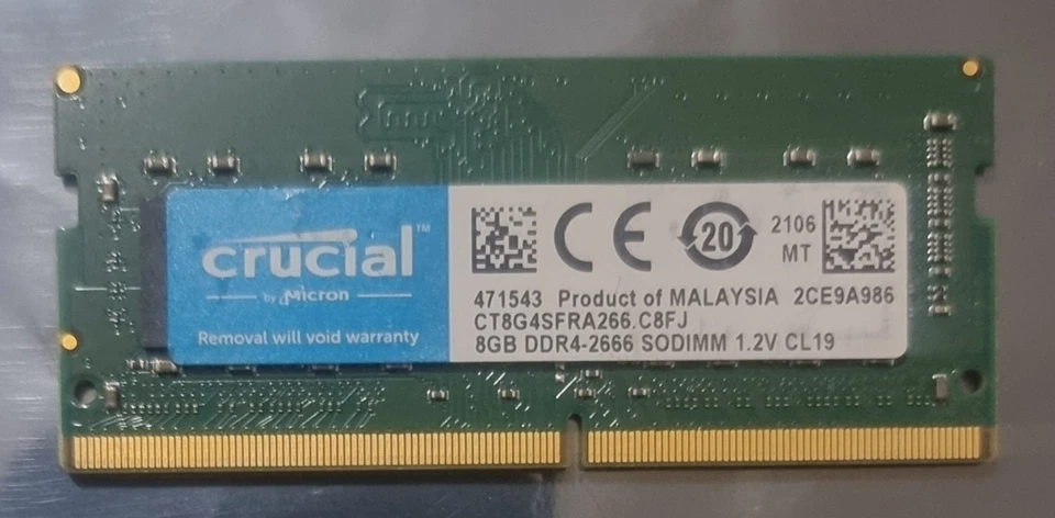 Crucial PC4-21300 PC4 2666 8GB 1X8GB DDR4 1RX8 2666MHz 260pin Laptop Memory - Image 1 of 1