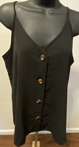 Nadine West Hippie Chic Women Size Medium Black Strappy Blouse Stretch - Picture 1 of 12