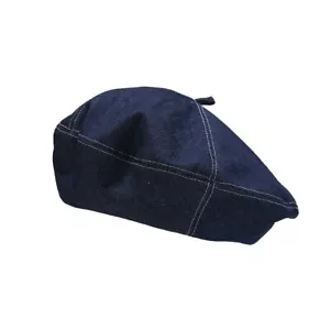 Denim Beret Hat for Women French Style Artist Hat Casual Beanie Cap Dark Blue - Picture 1 of 6