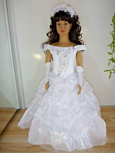 Kommunionkleid 4 tlg-New Gr. 134 mit Tasche,Kopfschmuck,Handschuhe - Bild 1 von 8