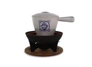 Set di padelle fonduta vintage francese Le Creuset ""Blu Delft"" molto raro - Foto 1 di 10