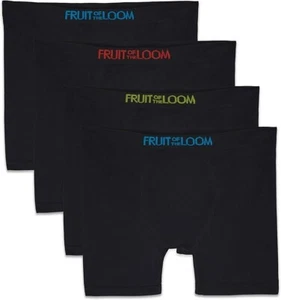 Fruit of the Loom Boys' Seamless Comfort Boxer Brief Underwear, Black 4 Pack Med - Picture 1 of 2