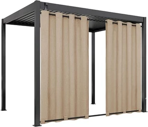 1 Panel, 54x120 Zoll, Beige Outdoor Vorhänge Wasserdicht Winddicht Veranda Vorhänge - Bild 1 von 7