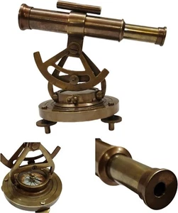 Messing Theodolit Alidade Kompass Antik Vermessung Transit Teleskop Instrument - Bild 1 von 6