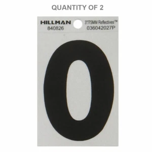 Hillman 840826 3" Letter O Reflective Sq-Cut Mylar, Black on Silver (2 Pack) - Picture 1 of 1