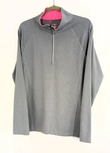 Danskin Girls Gray Pink Stretch Semi Fitted 1/4 Zip Pullover Jacket Size XL - Picture 1 of 7