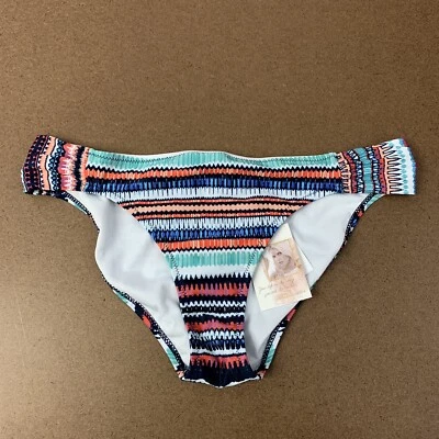 Traje de baño Jessica Simpson estampado fruncido lateral azul talla mediana parte inferior Foto 1 de 4