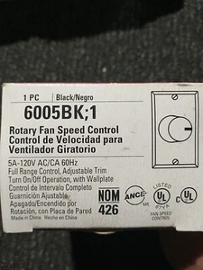 COOPER 6005BK;1 ROTARY FAN SPEED CONTROL BLACK (A-20-01) - Picture 1 of 2