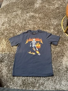 Boys Gray Short Sleeve Fire Halloween Skeleton T-Shirt Tee Shirt Size 10-12 - Picture 1 of 4