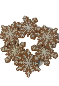 Ornamenti biscotti fiocco di neve pan di zenzero natalizi lotto 6 glitter decorazioni vacanze - Foto 1 di 9