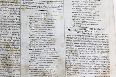 1841 THE NEW-YORKER Charles Dickens MASTER HUMPHREY'S CLOCK 1st American Foto 1 de 4