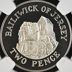 JERSEY. 1983, 2 Pence, Silver - NGC PF69 - Top Pop 🥇 L'Hermitage of St. Helier - Picture 1 of 6