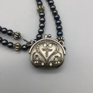 Vanity Fair Hidden Dial Pendant Necklace Watch Women Silver Tone New Battery - Picture 1 of 14