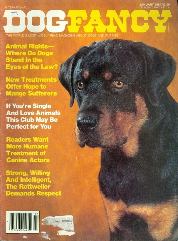 1984 Dog Fancy Magazine: Rottweiler/Animal Rights/Canine Actors Foto 1 de 1