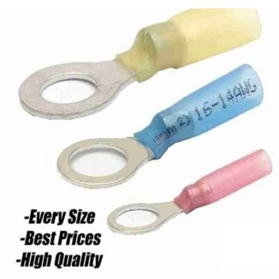 22-10AWG Heat Shrink Ring Terminals Wire Crimp Connectors Waterproof Electrical - Image 1 of 4
