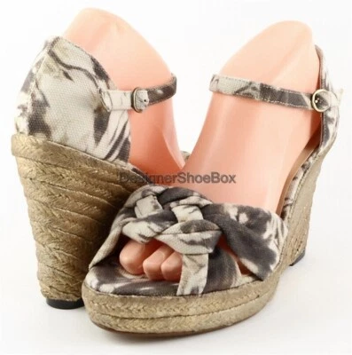 $185 LUXURY REBEL REBECCA Brown Multi Textile Designer Espadrille Wedges EUR 39 - Image 1 of 4