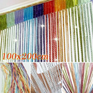 Glitter String Curtain Panels Door Fly Screen Room Divider Voile Net Curtains - Picture 1 of 17