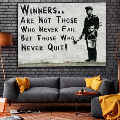 STRETCHED PRINTS ON CANVAS BANKSY GRAFFITI ART PRINT MURAL WINNERS ARE NOT ... - image 1 of 3