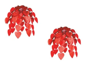 Heart Cascade Pack of 2 Wedding Decorations Hanging Valentine's Day Red Party - Picture 1 of 2