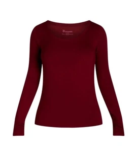 NO BOUNDARIES Women's M (8-10) Long Sleeve Layering Scoop Tee Shirt • Wine Punch - Picture 1 of 5
