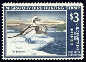 US RW34 $3 Hunting Permit Stamp 1967 Old Squaw Ducks F-VF NH - Picture 1 of 2