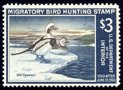 US RW34 $3 Hunting Permit Stamp 1967 Old Squaw Ducks F-VF NH - Image 1 of 2