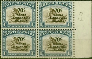 KUT 1942 70c on 1s Brown & Chalky Blue SG154 V.F MNH Block of 4 - Picture 1 of 1