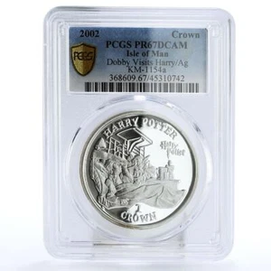 Isle of Man 1 crown Famous Characters Dobby Harry Potter PR67 PCGS Ag coin 2002 - Picture 1 of 2