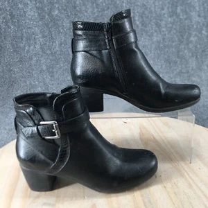 Croft & Barrow Boots Womens 8 M Ankle Booties Black Faux Leather Block Heels - Picture 1 of 16