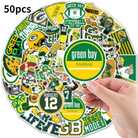 Green Bay Packers Waterproof Sticker Suitcase Laptop Water Bottle Stickers 50pcs Cover