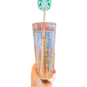 Tazza fredda Starbucks grande capacità 591 ml rosa grigio diamante doppia parete vetro - Foto 1 di 5