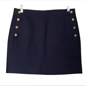J. CREW Francobollo Marinaio Minigonna Blu Navy Bottone Oro 70676 CARINO - Foto 1 di 8