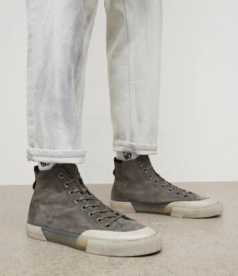 AllSaints - Masculino - Sapatos - Dumont - Camurça de cano alto - Cinza - P: 12 - Novo em folha - Imagem 1 de 4