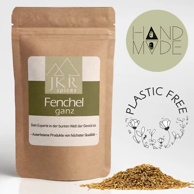 JKR SPICES 250 g semillas de hinojo enteras semillas de hinojo granos de hinojo té de hinojo sin plástico