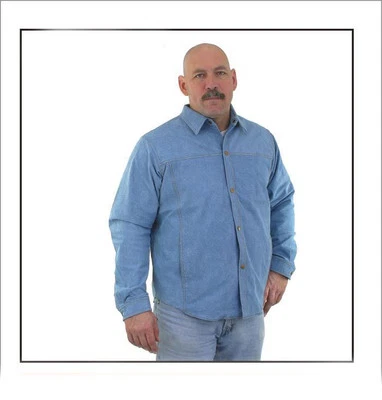 Mens Leather Shirt With Denim Look Size S-6XL NEW DEAL - Image 1 of 4