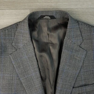 Haggar Blazer Men Size 44L Glen Check Plaid Two Button Single Vented Sport Coat - Picture 1 of 17